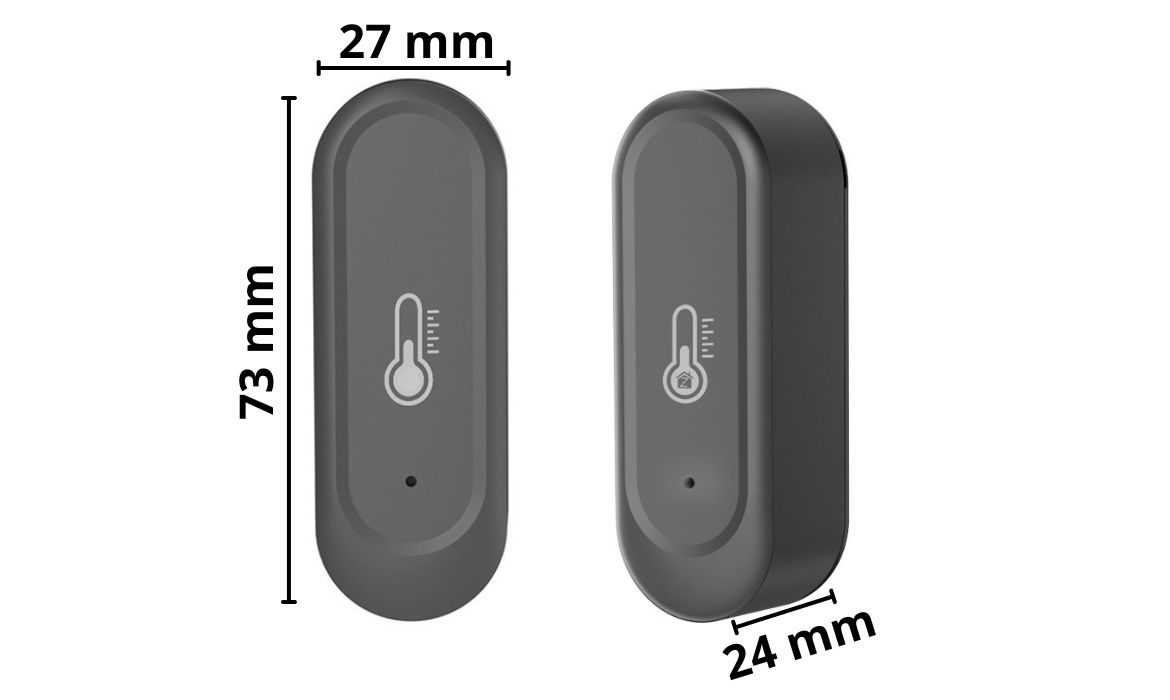 Czujnik temperatury i wilgotności IP65 ZigBee Tuya Czarny z alarmami Wymiary_czujnika