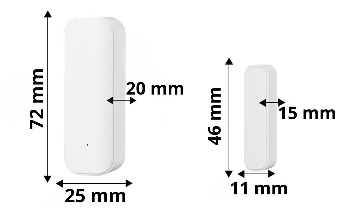 Czujnik otwarcia drzwi okna ZigBee eWeLink Sone na baterie 2xAAA Wymiary_produktu