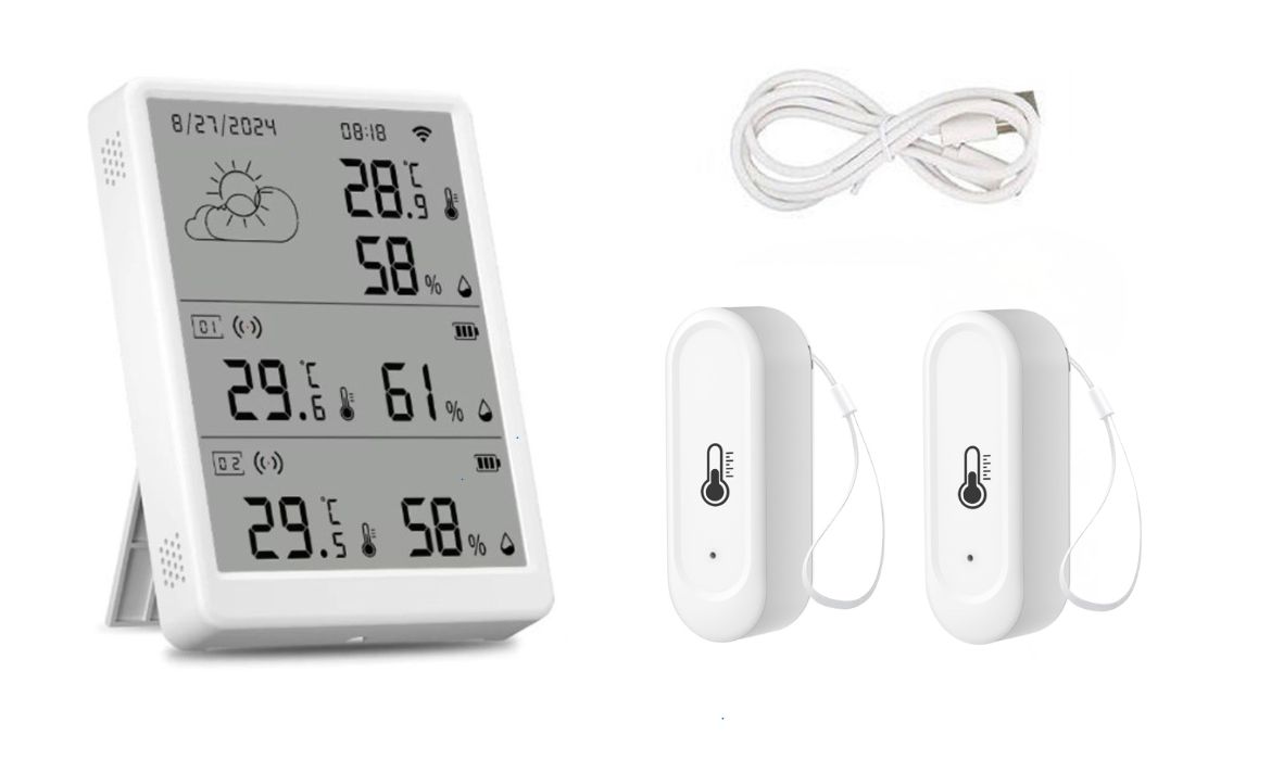 IP 65 Stacja pogodowa z dwoma zewnętrznymi czujnikami temperatury i wilgotności WiFi  Stacja_pogody_z_czujnikami