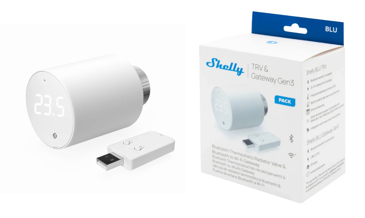 Shelly BLU TRV Single Pack - Inteligentna głowica termostatyczna + bramka BLU GATEWAY GEN3 3