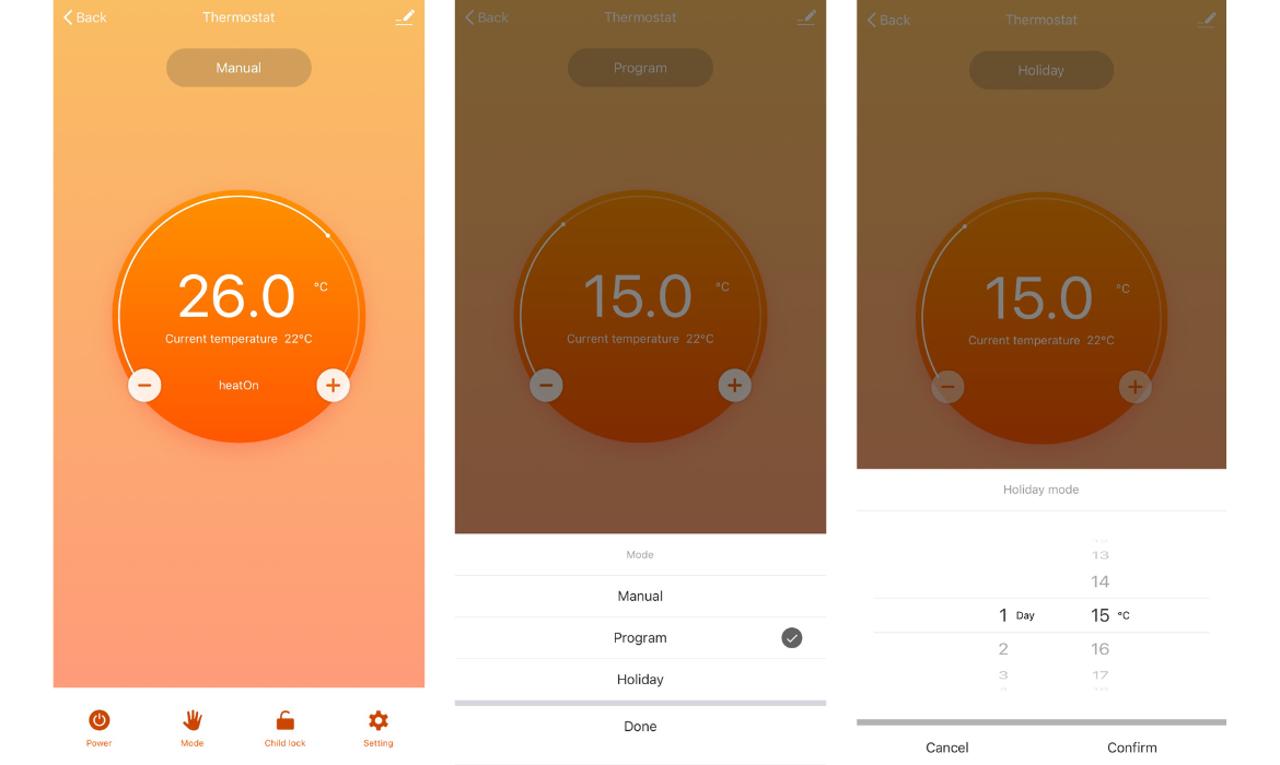 IP 31 Termostat WIFI Sterownik ogrzewania Tuya TE-1W przewodowy do podłogówki Ekran_glowny