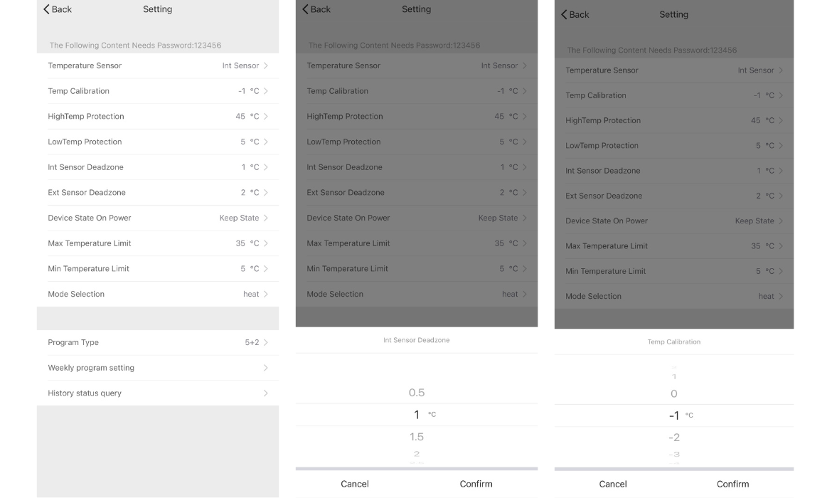 IP 31 Termostat WIFI Sterownik ogrzewania Tuya TE-1W przewodowy do podłogówki Ustawienia_-_glowne