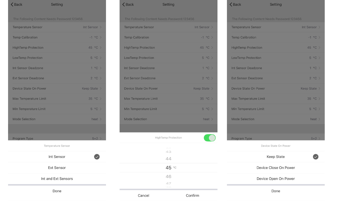 IP 31 Termostat WIFI Sterownik ogrzewania Tuya TE-1W przewodowy do podłogówki Ustawienia_termostatu