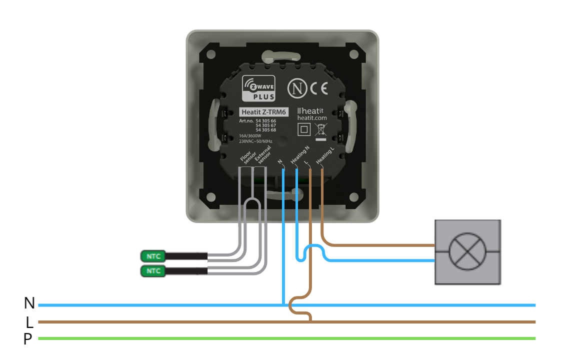 Heatit Z-TRM6 RAL 9010 – termostat Z-Wave 16A do ogrzewania podłogowego schemat_podlaczenia_heatit_z-term6
