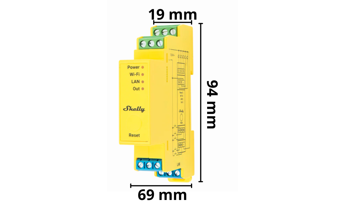 SHELLY 1 GEN4 ONE-CHANNEL, DRY CONTACT SMART SWITCH Wymiary