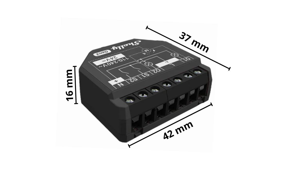SHELLY 1 GEN4 ONE-CHANNEL, DRY CONTACT SMART SWITCH Wymiary