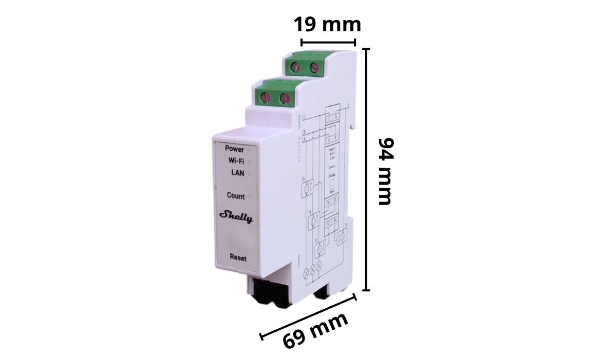 SHELLY 1 GEN4 ONE-CHANNEL, DRY CONTACT SMART SWITCH Wymiary