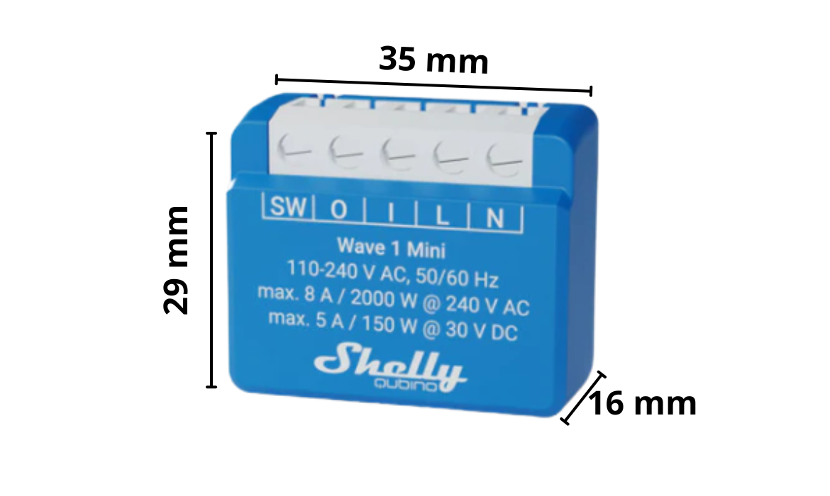 SHELLY 1 GEN4 ONE-CHANNEL, DRY CONTACT SMART SWITCH Wymiary
