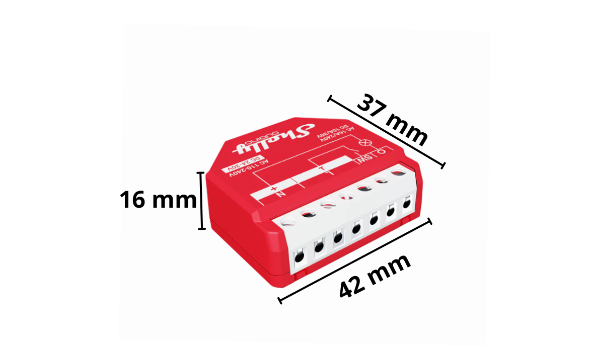SHELLY 1 GEN4 ONE-CHANNEL, DRY CONTACT SMART SWITCH Wymiary