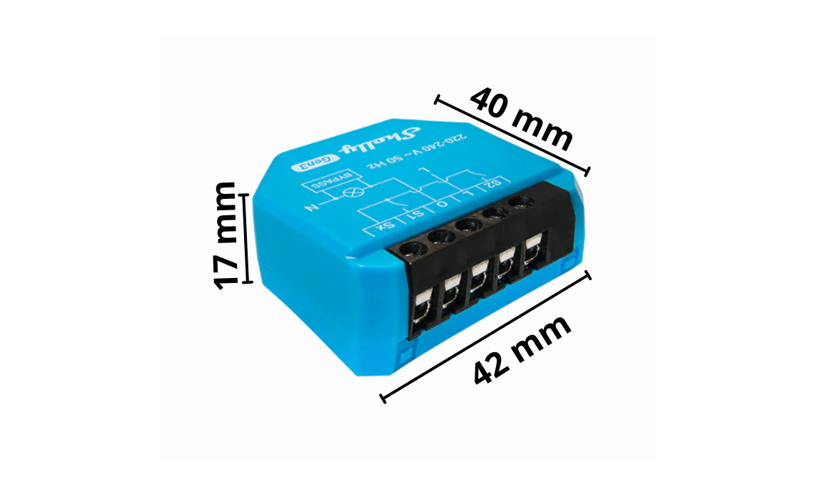SHELLY 1 GEN4 ONE-CHANNEL, DRY CONTACT SMART SWITCH Wymiary