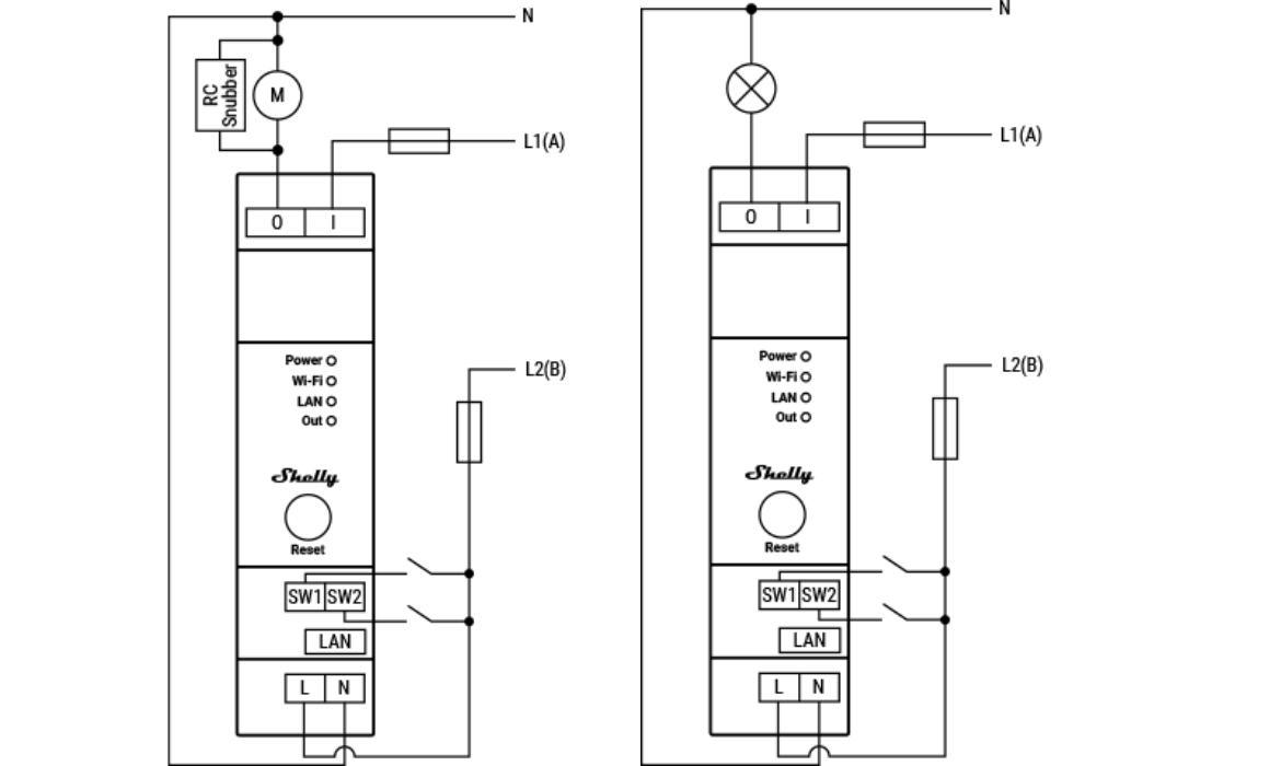 Shelly pro 1 suchy styk schemat podłączenia