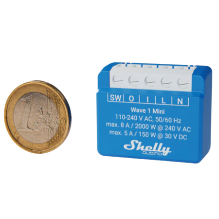 Shelly Wave 1 Mini – przekaźnik Z-Wave 8A do puszki, styk bezpotencjałowy