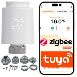 ZigBee głowica termostatyczna Tuya Smart Life do kaloryfera M30 + adaptery Home Assistant