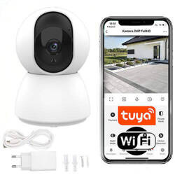 Kamera wewnętrzna obrotowa FullHD 2Mp WIFI TUYA smart BIAŁA