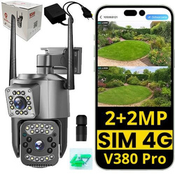 Kamera zewnętrzna 4G LTE PTZ 2+2MP podwójny obiektyw, IP66 V380 Pro