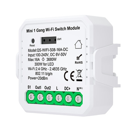 Przekaźnik WiFi Tuya bezpotencjałowy AC 100-240V/DC 6-50V bezpotencjałowy 