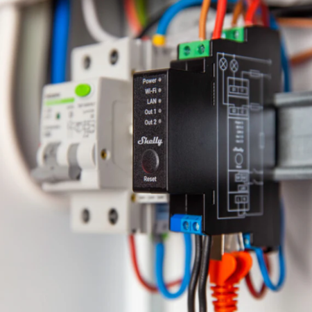 Shelly Pro 2PM v.1 przełącznik DIN do rolet i obwodów z pomiarem energii
