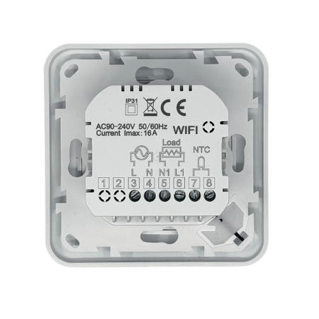 Termostat WiFi Tuya 16A IP31 z czujnikiem podłogowym NTC do ogrzewania 230V