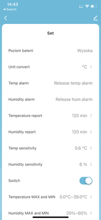 Czujnik temperatury i wilgotności WIFI TUYA V2