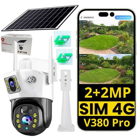 Kamera zewnętrzna 4G zasilana panelem solarnym z dwoma obiektywami V380 Pro