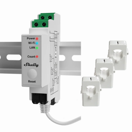 Shelly Pro 3EM 3x120A – Licznik energii 3-fazowy DIN LAN WiFi CT