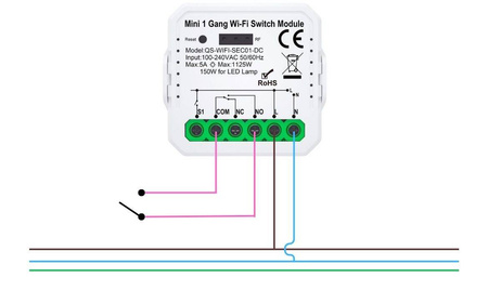 Przekaźnik NO NC BEZPOTENCJAŁOWY, BEZNAPIĘCIOWY WIFI Tuya do puszkowy sterownik