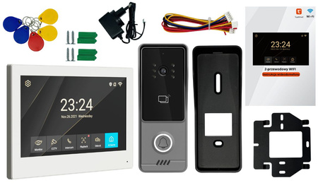 Wideodomofon WiFi 2-przewodowy 7" Full HD 1080p Tuya Smart Life IP65 RFID