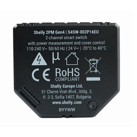 Shelly 2PM Gen4–przekaźnik 2x10A WiFi Zigbee Matter z pomiarem i sterowaniem roletami