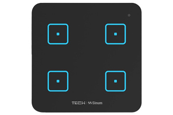 Szklany Włącznik czteropolowy WS-04 Czarny bezprzewodowy TECH WTP