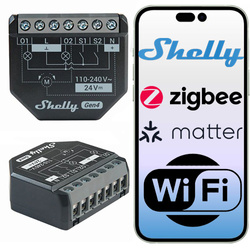 Shelly 2PM Gen4–przekaźnik 2x10A WiFi Zigbee Matter z pomiarem i sterowaniem roletami