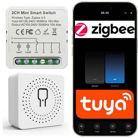 Sterownik ZIGBEE Tuya Smart Life – 2 kanały | 230V 16A | Moduł dopuszkowy