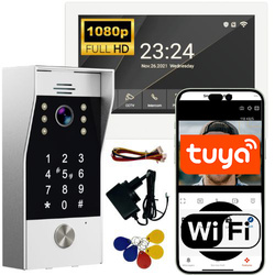 Wideodomofon 2-przewodowy WiFi 7" Full HD z klawiaturą kodową i RFID 13,56 MHz