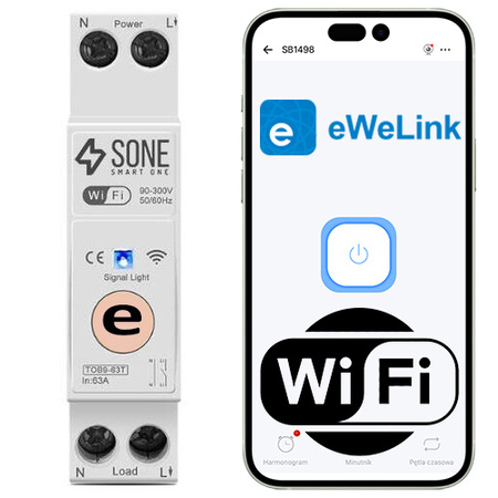 Przekaźnik WiFi 16A na szynę DIN – zdalne sterowanie eWeLink