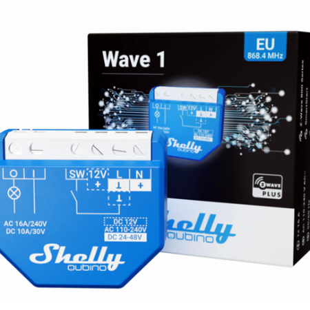 Shelly Wave 1 – Przekaźnik Z-Wave 16A, suchy styk, do bram i światła