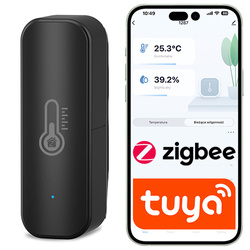 Czujnik temperatury i wilgotności Czarny ZigBee na baterie Tuya