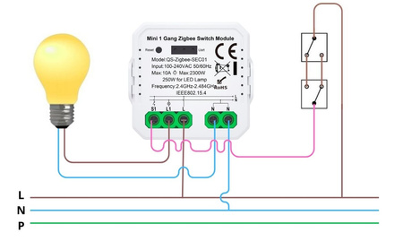 Przekaźnik Zigbee Dopuszkowy sterownik światła pojedynczy Tuya Smart Life