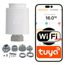Inteligentna głowica termostatyczna WiFi Tuya Smart Life M30x1.5 + adaptery
