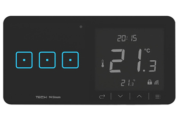 Regulator pokojowy + włącznik trójpolowy WSR-03L - LEWA Czarny bezprzewodowy TECH WTP