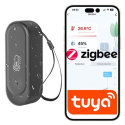 Czujnik temperatury i wilgotności IP65 ZigBee Tuya Czarny z alarmami