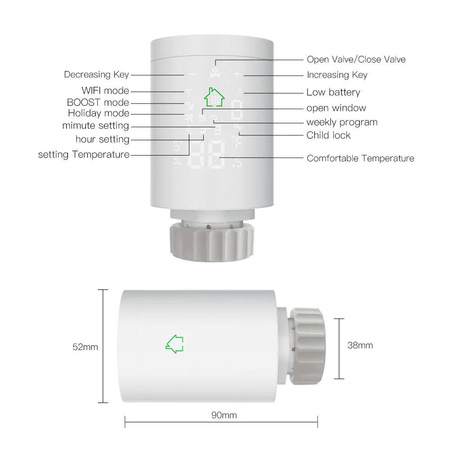 Inteligentna Głowica termostatyczna Tuya ZIGBEE