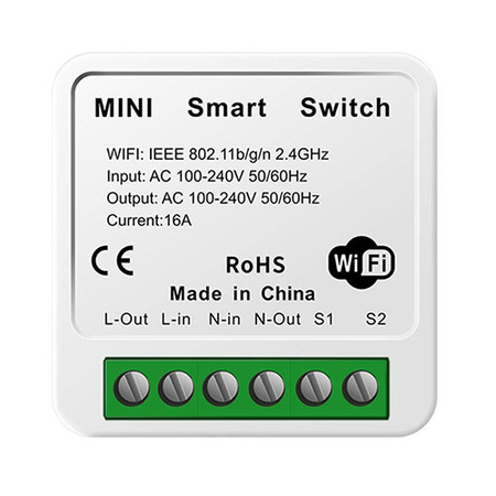 MINI sterownik dopuszkowy WIFI - 1 kanał. 230V 16A TUYA Smart Life