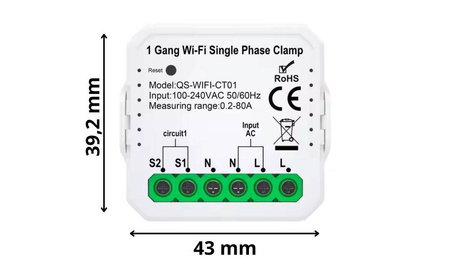 Licznik energii WiFi z przekładnikiem 80A Tuya Smart Life