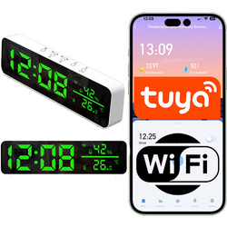 Inteligentny zegar zielony wyświetlacz czujnik temperatury i wilgotności Tuya