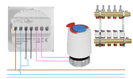 Termostat WIFI bez napięciowy Sterownik ogrzewania Tuya TE-0W przewodowy do Pieca