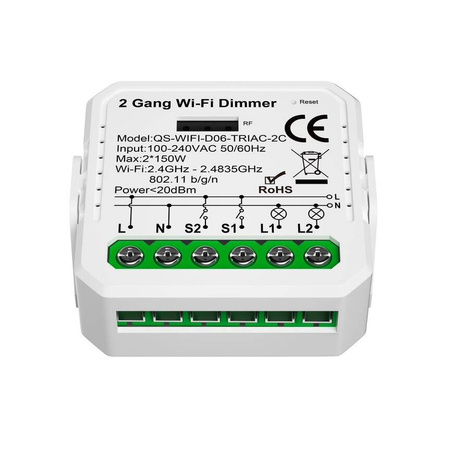 2 GANG Dimmer ściemniacz TUYA WIFI MINI V3 sterownik oświetlenia