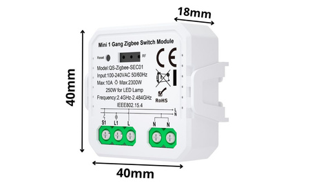 Przekaźnik Zigbee Dopuszkowy sterownik światła pojedynczy Tuya Smart Life