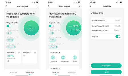 Podwójny przekaźnik z pomiarem temperatury WIFI 15A sterownik temperatury