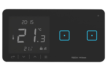 Regulator pokojowy + włącznik dwupolowy WSR-02P - PRAWA Czarny bezprzewodowy TECH WTP