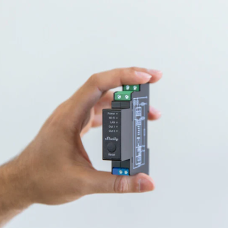 Shelly Pro 2PM v.1 przełącznik DIN do rolet i obwodów z pomiarem energii