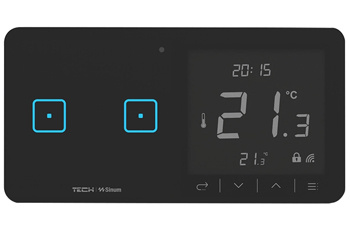 Regulator pokojowy + włącznik dwupolowy WSR-02mL  - LEWA Czarny przewodowy Sinum SBUS